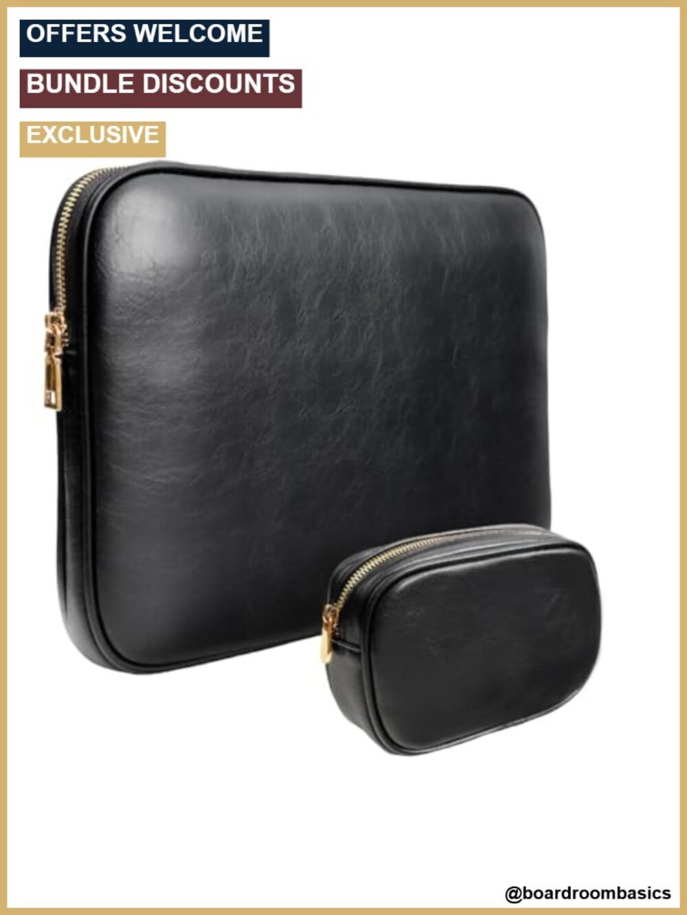 PU Leather Padded Laptop Sleeve Bag 14 Inch with Charger Pouch
